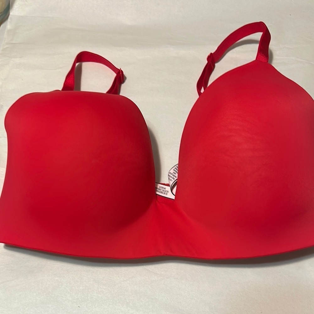 Victoria's Secret Red Plunge Bra with Molded Cups